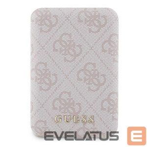 Kitos prekės Guess  Guess Powerbank inductive 15W GUPB5FP4EMGP 5000mAh pink/pink 4G Leather Metal Logo MagSafe 