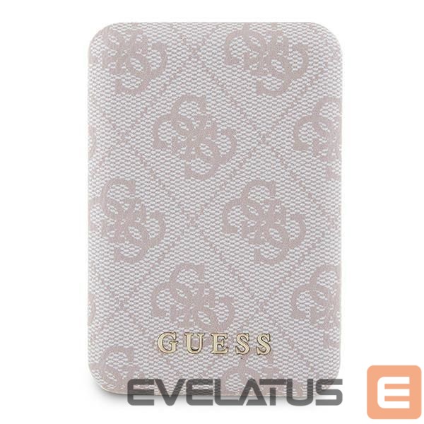 Kitos prekės Guess Guess Powerbank inductive 15W GUPB5FP4EMGP 5000mAh pink/pink 4G Leather Metal Logo MagSafe