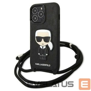 Kitos prekės Karl Lagerfeld  Karl Lagerfeld Leather Monogram Patch and Cord Iconik Case for iPhone 13 Pro / 13 - Black 