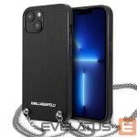Kitos prekės Karl Lagerfeld  Karl Lagerfeld Leather Textured and Chain Case for iPhone 13 / 14 / 15 6.1" - Black 