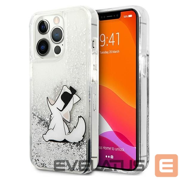 Kitos prekės Karl Lagerfeld Karl Lagerfeld Liquid Glitter Choupette Fun case for iPhone 13 Pro Max 6.7" - silver