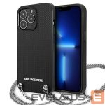 Kitos prekės Karl Lagerfeld  Karl Lagerfeld Leather Textured and Chain Case for iPhone 13 Pro Max 6.7" - Black 