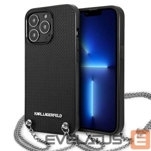 Kitos prekės Karl Lagerfeld  Karl Lagerfeld Leather Textured and Chain Case for iPhone 13 Pro Max 6.7" - Black 