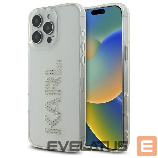 Kitos prekės Karl Lagerfeld Karl Lagerfeld KLHCP16XHKLSTDCT iPhone 16 Pro Max 6.9" Clear Hard Case IML Rhinestones Logo
