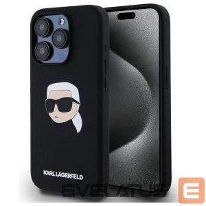 Kitos prekės Karl Lagerfeld  Karl Lagerfeld KLHMP15LSKHPPLK iPhone 15 Pro 6.1" black/black hardcase Silicone Karl Head Print MagSafe 