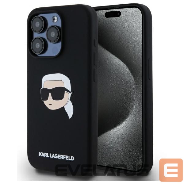 Kitos prekės Karl Lagerfeld Karl Lagerfeld KLHMP15LSKHPPLK iPhone 15 Pro 6.1" black/black hardcase Silicone Karl Head Print MagSafe