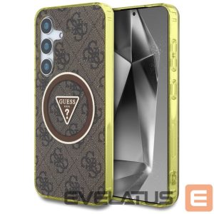 Kitos prekės Guess  Guess 4G Glitter Triangle Buttons MagSafe Case for Samsung Galaxy S25 Brown 