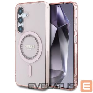Kitos prekės Guess  Guess Rhinestones Printed Classic Logo MagSafe Samsung Galaxy S25 Case Pink 