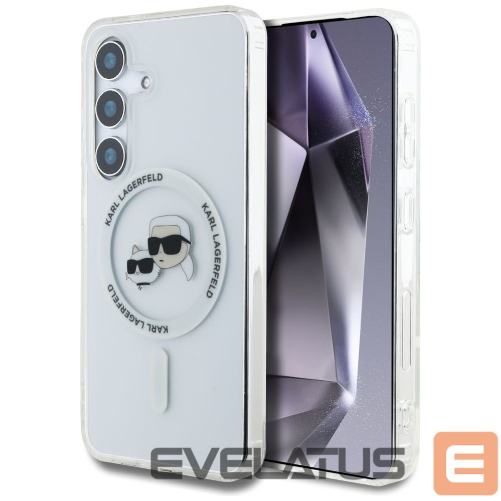 Kitos prekės Karl Lagerfeld Case Karl Lagerfeld Button Karl & Choupette Heads Printed Logo MagSafe Samsung Galaxy S25 white
