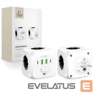 Kitos prekės Tech-Protect  Tech-Protect PCL3x4 Power Strip, 2x USB-A, 2x USB-C, 3x AC Type Schuko - White 