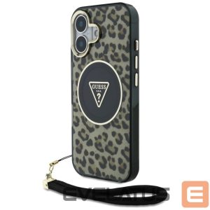 Kitos prekės Guess  Guess HC IML Leopard Triangle Cord Strap MagSafe iPhone 16 Case - Brown 