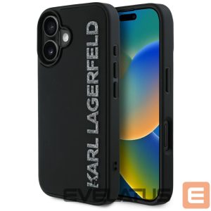 Kitos prekės Karl Lagerfeld  Karl Lagerfeld HC 3D Rubber Elongated Glitter iPhone 16 Case - Black 