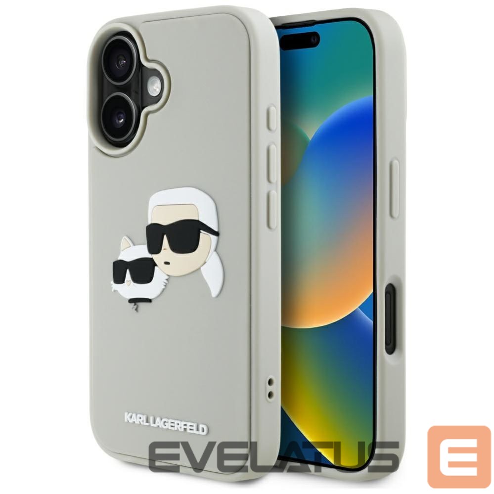 Kitos prekės Karl Lagerfeld Karl Lagerfeld HC 3D Rubber Double Heads iPhone 16 Case - Beige
