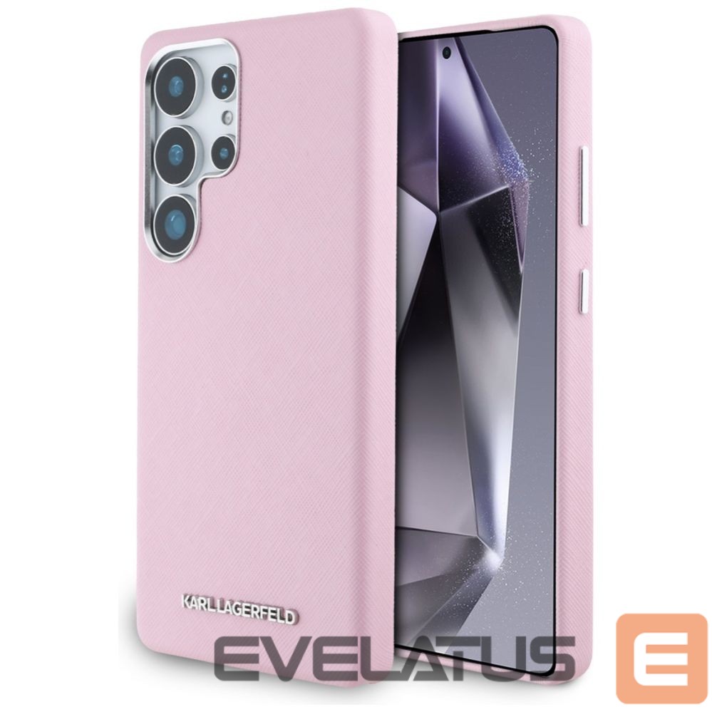Kitos prekės Karl Lagerfeld Karl Lagerfeld Saffiano Full Wrapped Elongated Metal Logo MagSafe Case for Samsung Galaxy S25 Ultra - Pink
