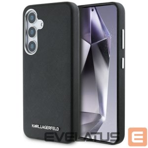 Kitos prekės Karl Lagerfeld  Karl Lagerfeld Saffiano Full Wrapped Elongated Metal Logo MagSafe Case for Samsung Galaxy S25+ - Black 