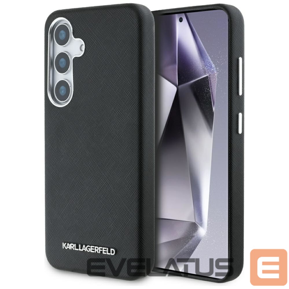 Kitos prekės Karl Lagerfeld Karl Lagerfeld Saffiano Full Wrapped Elongated Metal Logo MagSafe Case for Samsung Galaxy S25+ - Black