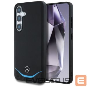 Kitos prekės Mercedes-Benz  Mercedes Leather Contrasted Blue Horizontal Curve MagSafe Case for Samsung Galaxy S25 - Black 