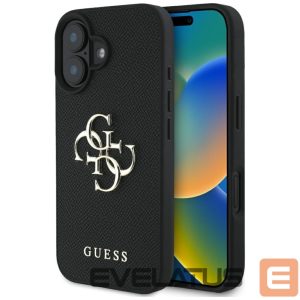 Kitos prekės Guess  Guess Grained Big 4G Logo Small Classic Logo case for iPhone 16 - black 