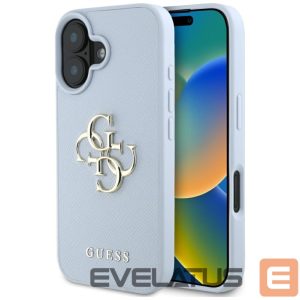 Kitos prekės Guess  Guess Grained Big 4G Logo Small Classic Logo case for iPhone 16 - blue 