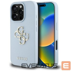 Kitos prekės Guess  Guess Grained Big 4G Logo Small Classic Logo case for iPhone 16 Pro - blue 