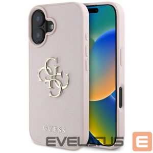 Kitos prekės Guess  Guess Grained Big 4G Logo Small Classic Logo case for iPhone 16 - pink 