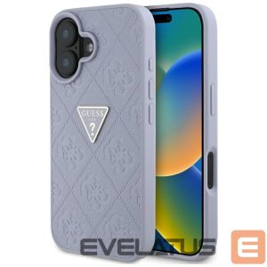 Kitos prekės Guess  Guess Hot Stamp 4G Pattern Triangle Metal Logo iPhone 16 Case - Purple 