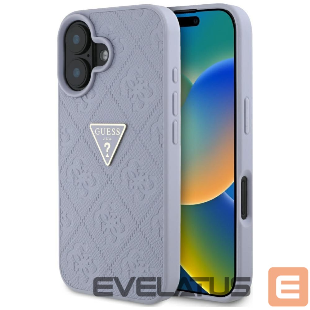 Kitos prekės Guess Guess Hot Stamp 4G Pattern Triangle Metal Logo iPhone 16 Case - Purple