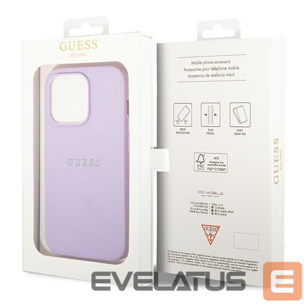 Kitos prekės Guess Guess Saffiano Strap Case for iPhone 14 Pro Max 6.7" - Purple