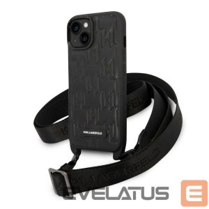 Kitos prekės Karl Lagerfeld  Karl Lagerfeld Monogram Plaque Logo Strap Case for iPhone 14 / 15 / 13 6.1" - Black 