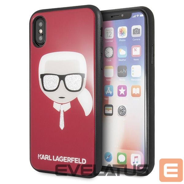 Kitos prekės Karl Lagerfeld Karl Lagerfeld Iconic Glitter Karl`s Head iPhone X / Xs Case - Red