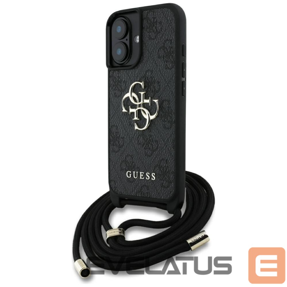 Kitos prekės Guess Guess 4G Big Logo Cord Stap Crossbody Case for iPhone 16 Black