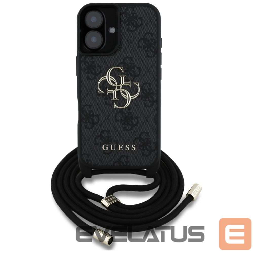 Kitos prekės Guess Guess 4G Big Logo Cord Stap Crossbody Case for iPhone 16 Black