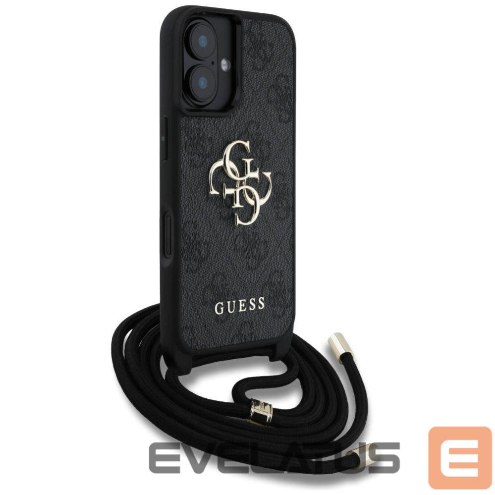 Kitos prekės Guess Guess 4G Big Logo Cord Stap Crossbody Case for iPhone 16 Black