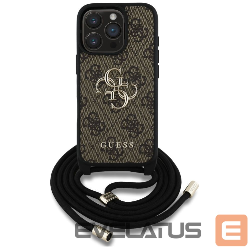 Kitos prekės Guess Guess 4G Big Logo Cord Stap Crossbody Case for iPhone 16 Pro Brown