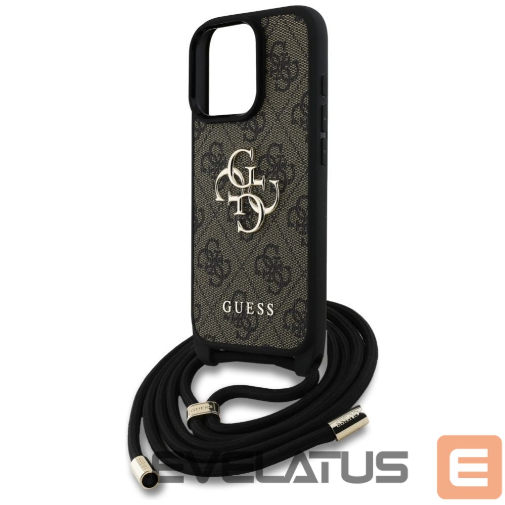 Kitos prekės Guess Guess 4G Big Logo Cord Stap Crossbody Case for iPhone 16 Pro Brown