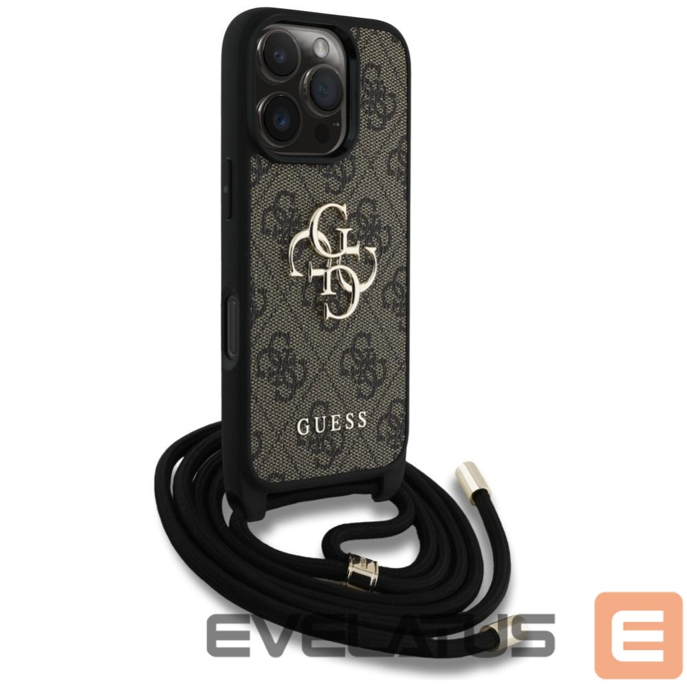 Kitos prekės Guess Guess 4G Big Logo Cord Stap Crossbody Case for iPhone 16 Pro Brown