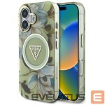 Kitos prekės Guess  Guess Glitter Flowers Triangle Buttons MagSafe case for iPhone 16 green 