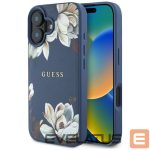 Kitos prekės Guess  Guess Grained Printed Flower Pattern MagSafe case for iPhone 16 blue 