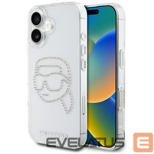 Kitos prekės Karl Lagerfeld  Karl Lagerfeld IML Rhinestones Karl Head Case for iPhone 16 Clear 
