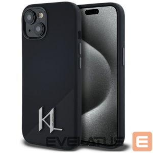 Kitos prekės Karl Lagerfeld  Karl Lagerfeld Silicone Shadow Metal Initial MagSafe Case for iPhone 15 Black 