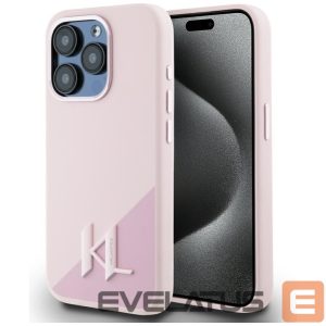 Kitos prekės Karl Lagerfeld  Karl Lagerfeld Silicone Shadow Metal Initial MagSafe Case for iPhone 15 Pro Pink 