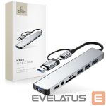 Kitos prekės Tech-Protect  Tech-Protect HB06 HUB Adapter 8in1 TYPE-C + USB2.0 + USB3.0 + SD/TF + AV3.5 - gray 