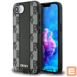 Kitos prekės DKNY  DKNY Leather Checkered Mono Pattern MagSafe iPhone 16e Case - Black 
