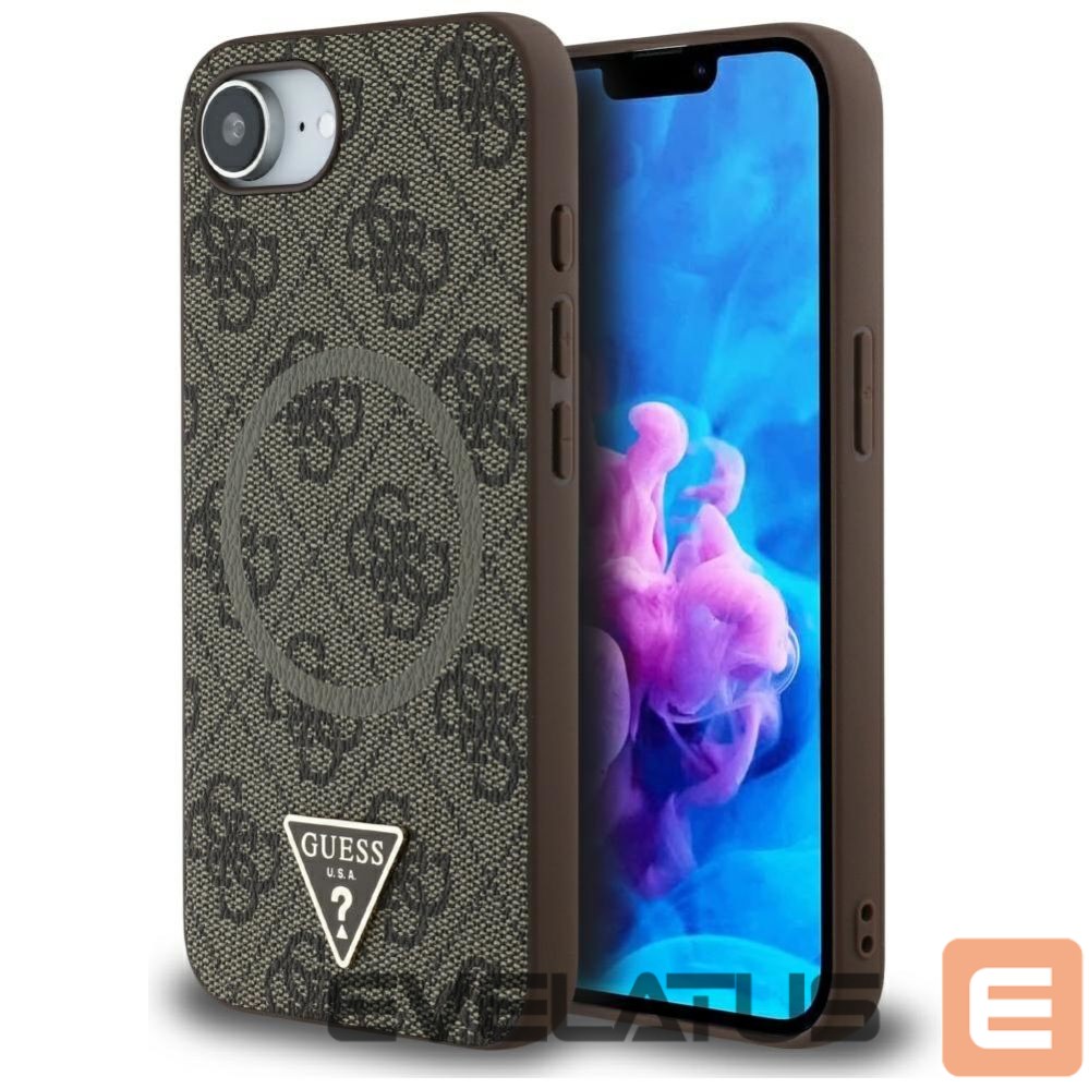 Kitos prekės Guess Guess 4G Ring Triangle Logo MagSafe iPhone 16e Case - Brown