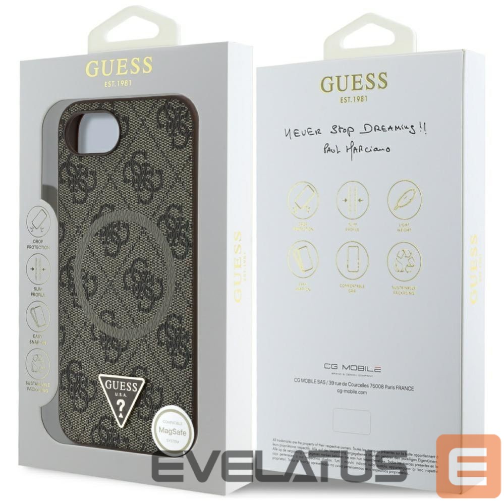 Kitos prekės Guess Guess 4G Ring Triangle Logo MagSafe iPhone 16e Case - Brown