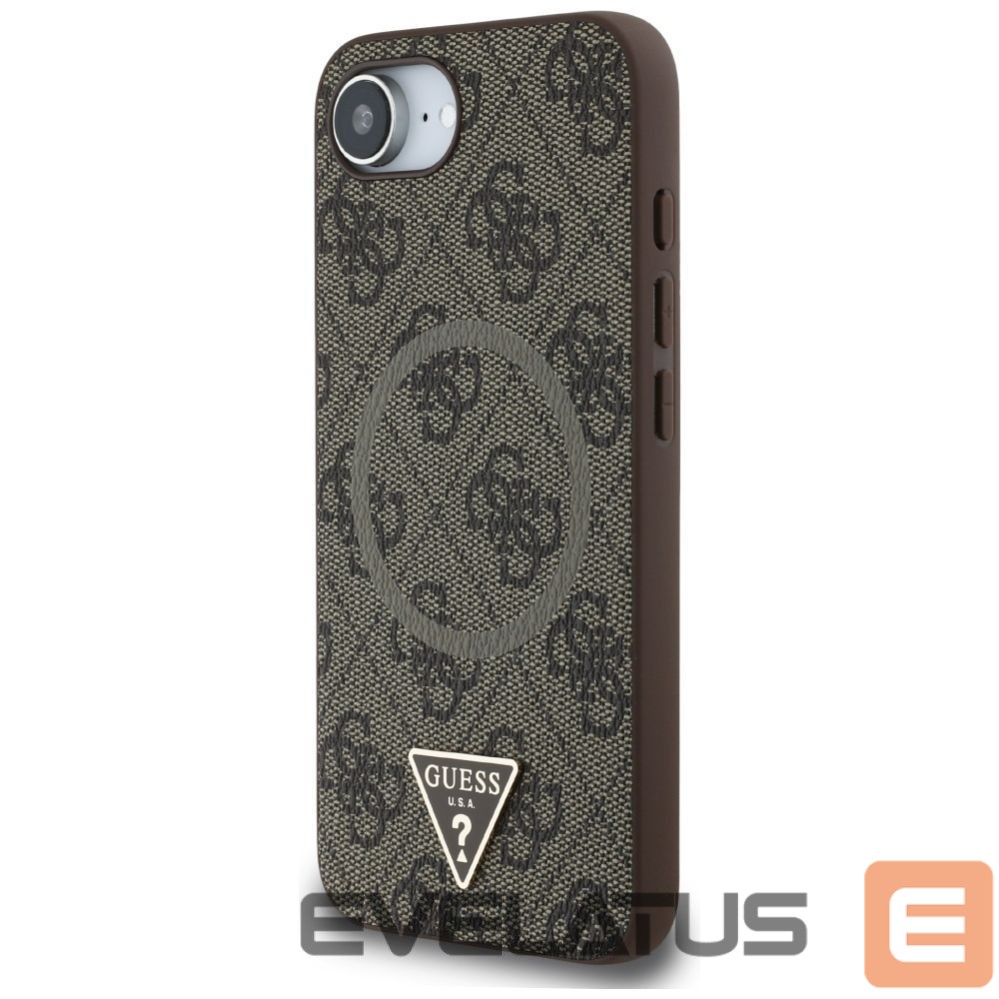 Kitos prekės Guess Guess 4G Ring Triangle Logo MagSafe iPhone 16e Case - Brown
