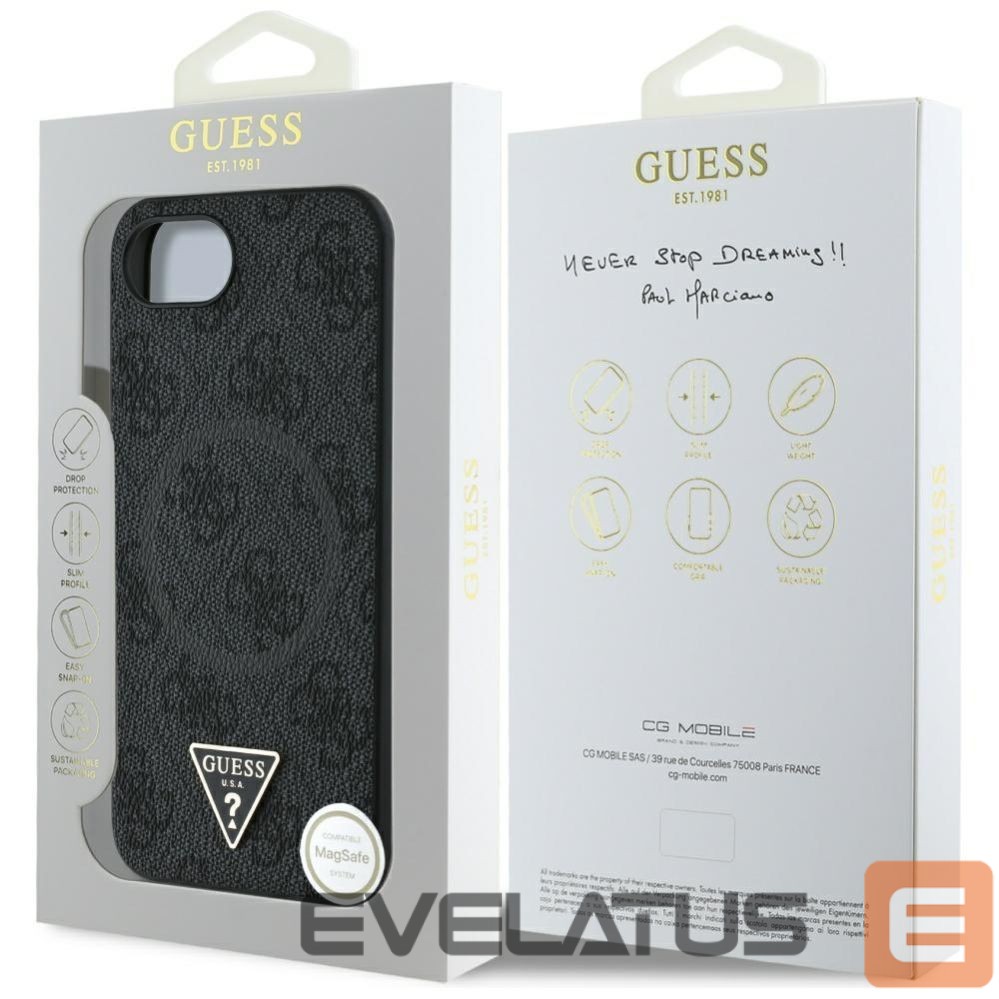 Kitos prekės Guess Guess 4G Ring Triangle Logo MagSafe case for iPhone 16e - black