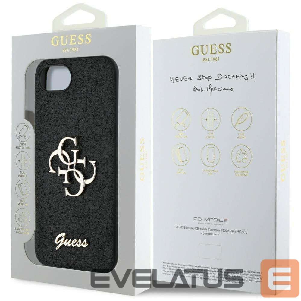 Kitos prekės Guess Guess Fixed Glitter Big 4G case for iPhone 16e - black