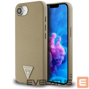 Kitos prekės Guess  Guess Grained Triangle MagSafe case for iPhone 16e - brown 