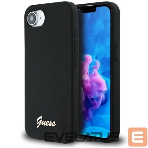 Kitos prekės Guess  Guess Silicone Script Metal Logo MagSafe iPhone 16e Case - Black 